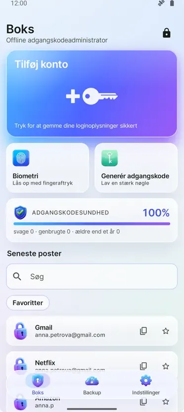 Adgangskode Manager: Boks
