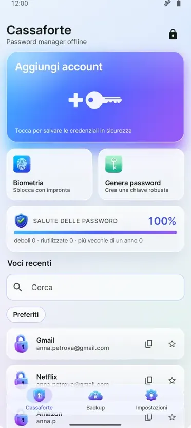Gestore Password: Cassaforte