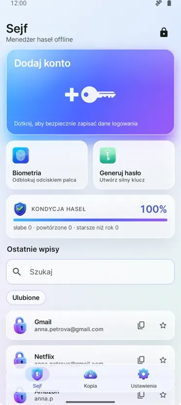 Menedżer haseł: Sejf