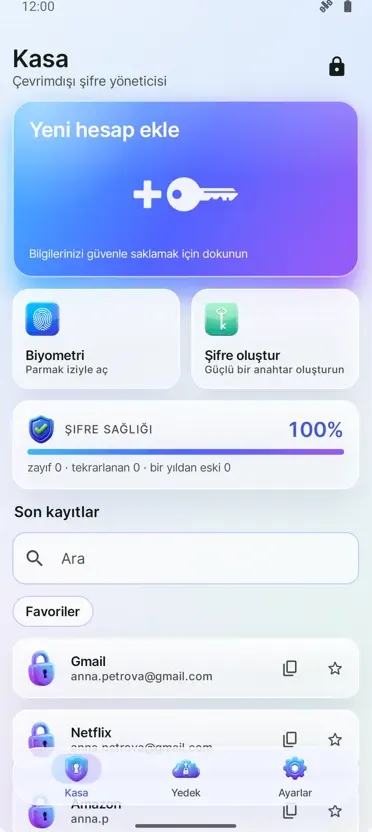 Şifre Yöneticisi: Kasa