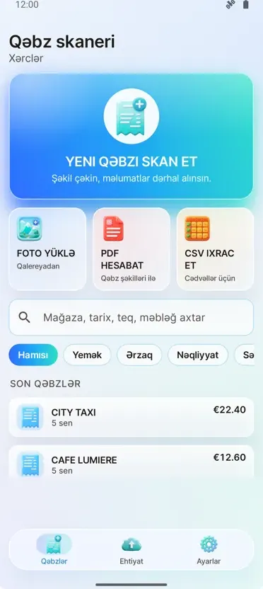 Qəbz Skanneri: Xərclər