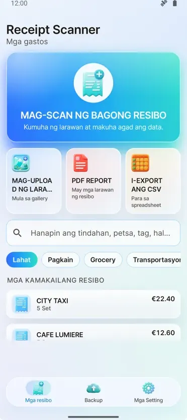 Receipt Scanner: Gastos