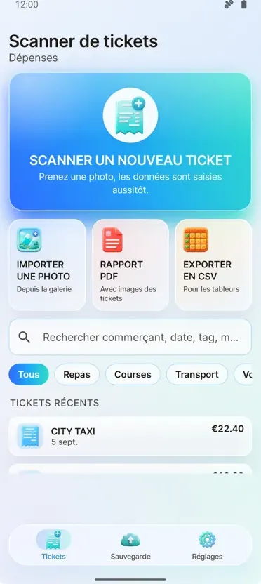 Scanner de Reçus: Dépenses