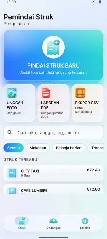 Pemindai Struk: Pengeluaran