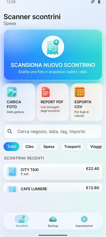Scanner Scontrini: Spese