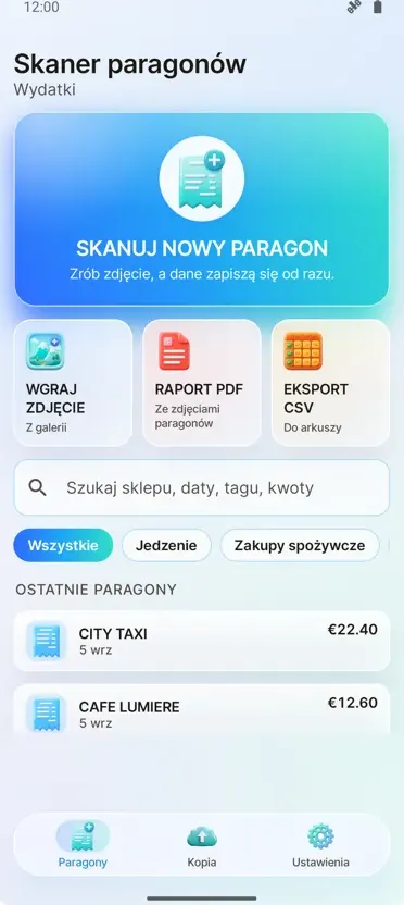 Skaner Paragonów: Wydatki
