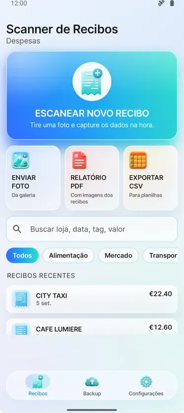 Leitor de Recibos: Despesas