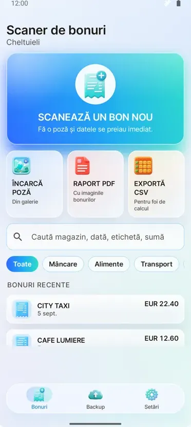 Scaner Chitanțe: Cheltuieli