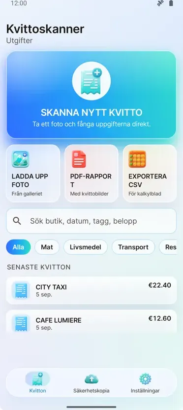 Kvittoskanner: Utgifter