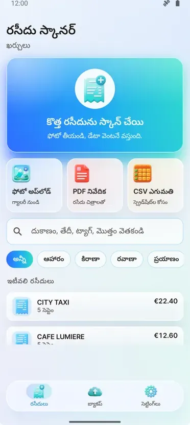 రసీదు స్కానర్: ఖర్చులు