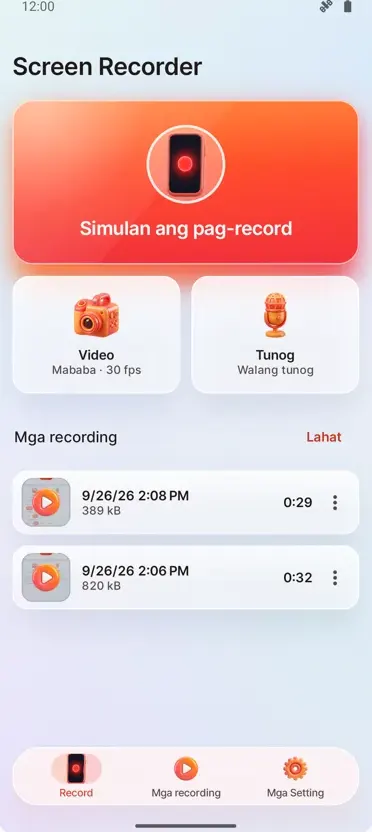 Pang-rekord ng Screen: HD
