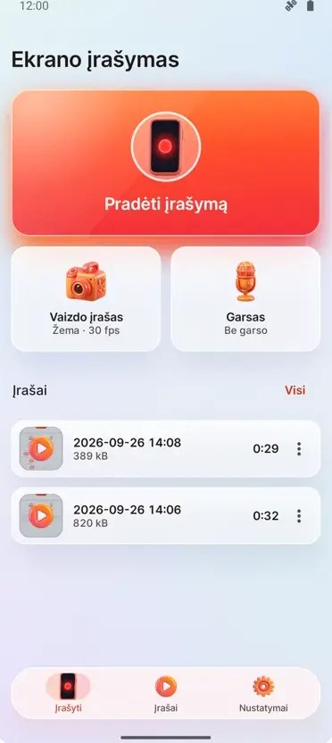 Ekrano įrašymas: HD įrašas