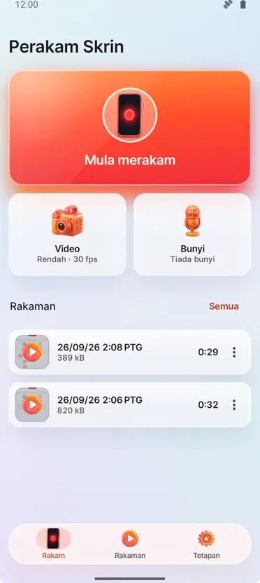 Perakam Skrin: Rekod HD