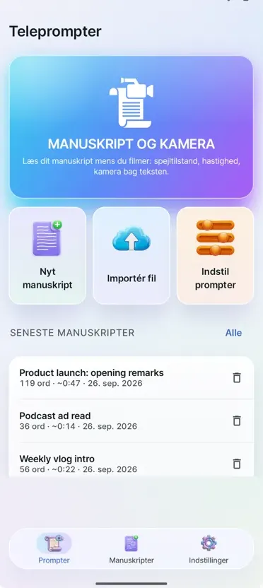 Teleprompter til Video