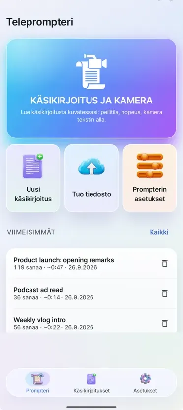 Teleprompteri videoon