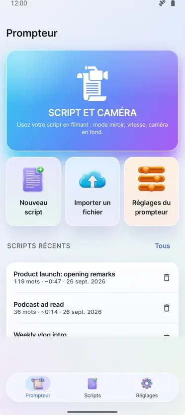 Téléprompteur pour Vidéo
