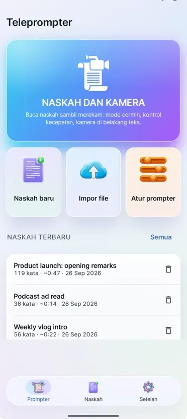 Teleprompter untuk Video