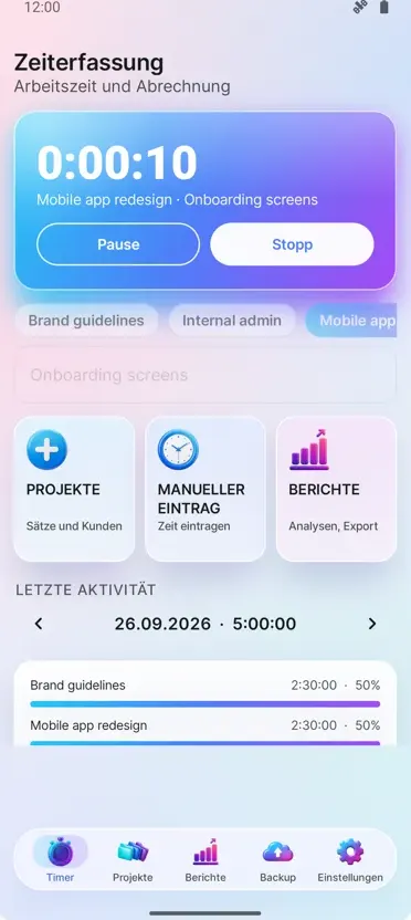 Zeiterfassung: Arbeitsstunden