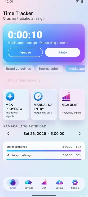 Time Tracker: Oras ng Trabaho