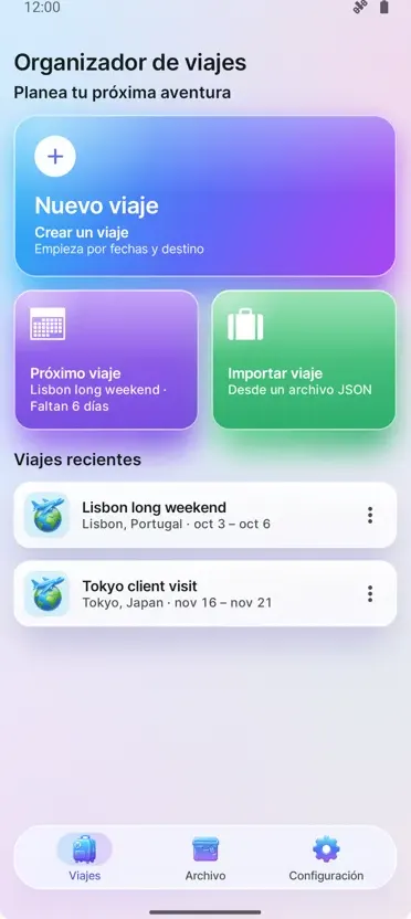 Organizador de Viajes: Plan