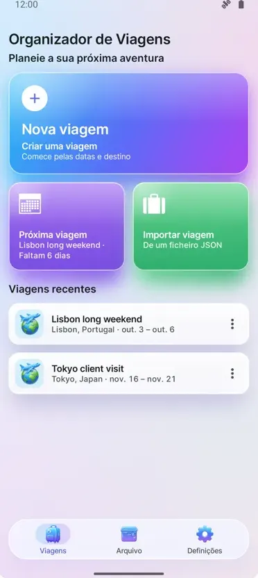 Organizador de Viagens