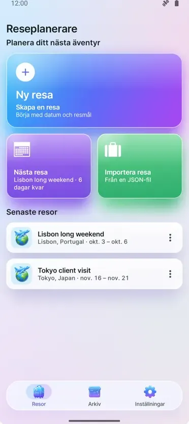 Reseplanerare: Organiserare