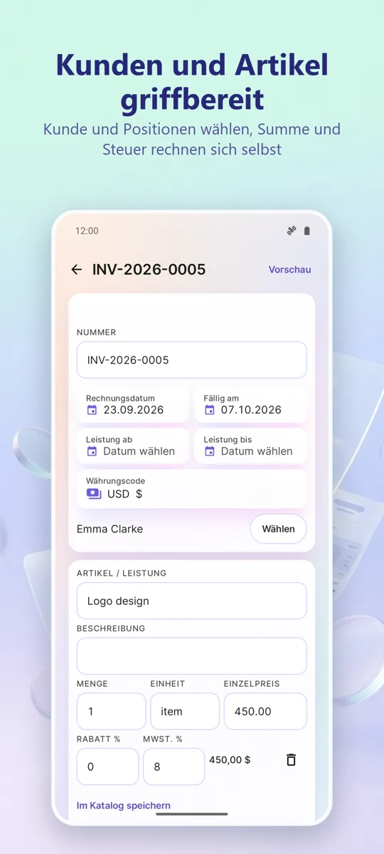 Rechnungs-App: PDF erstellen: 