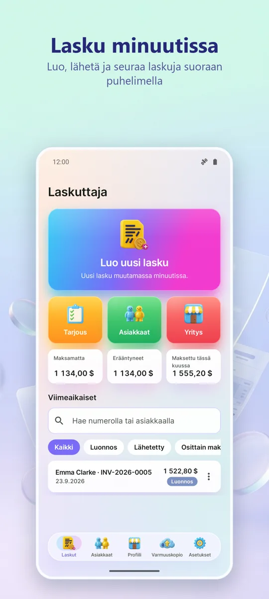 Laskunluoja: Laskutus PDF: päänäkymä