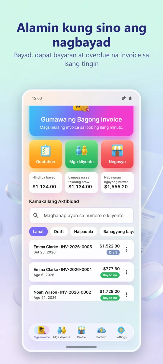 Gumawa ng Invoice: Billing PDF: 