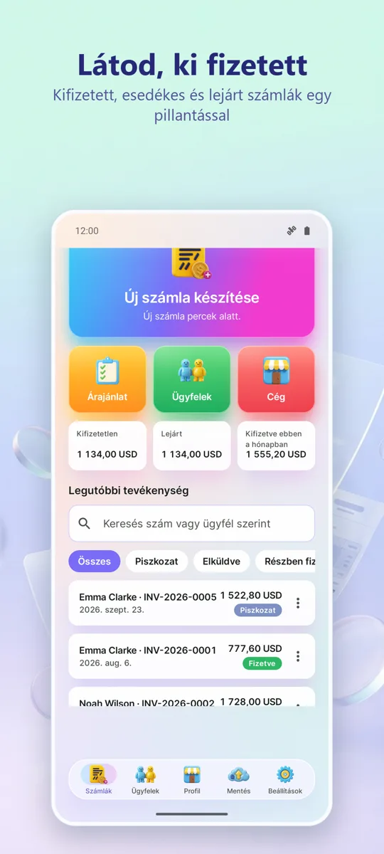 Számlák és árajánlatok PDF: 