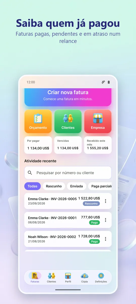 Criador de Faturas: PDF: 