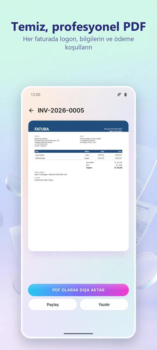 Fatura Oluşturucu: PDF: 