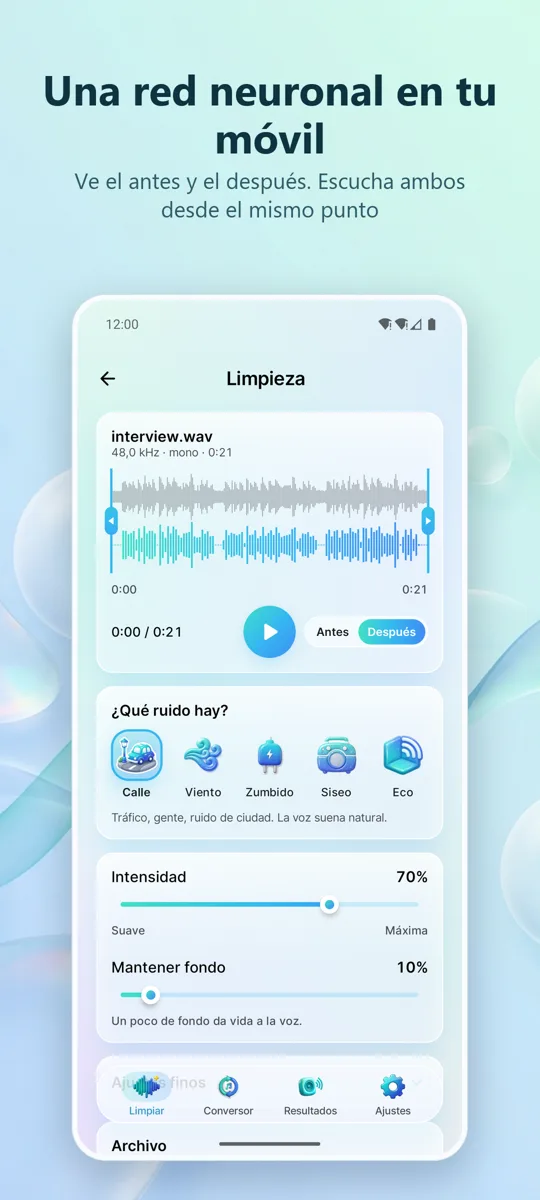 Eliminar Ruido: Audio Limpio: 