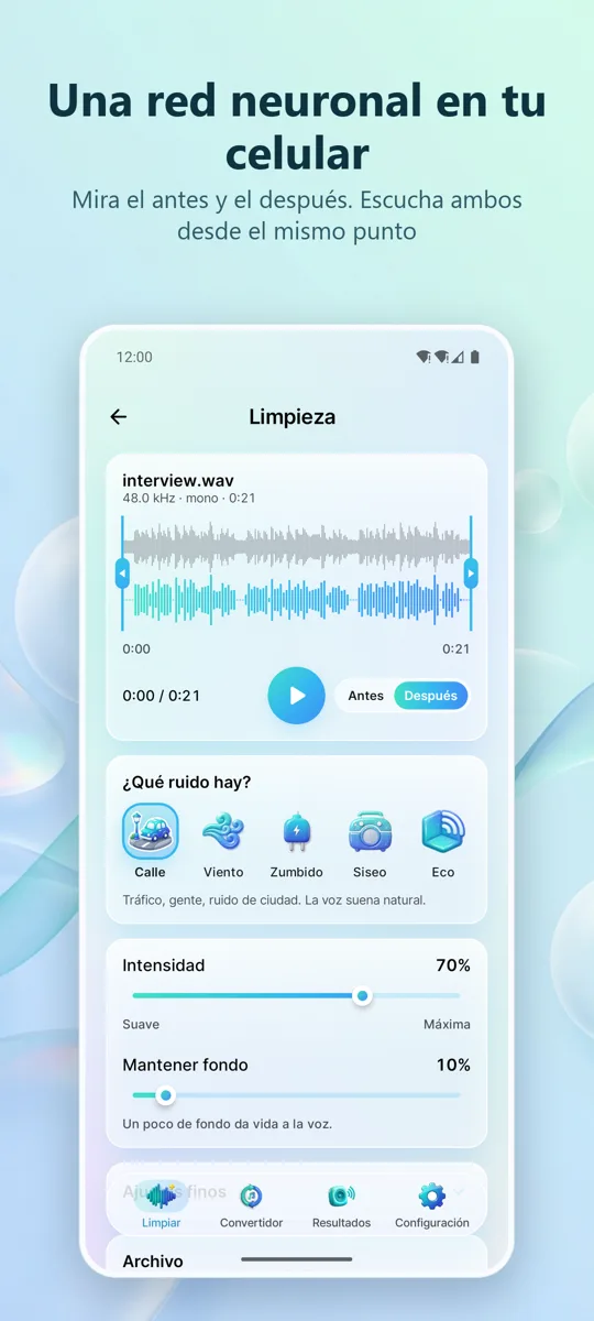 Eliminar Ruido: Audio Limpio: 