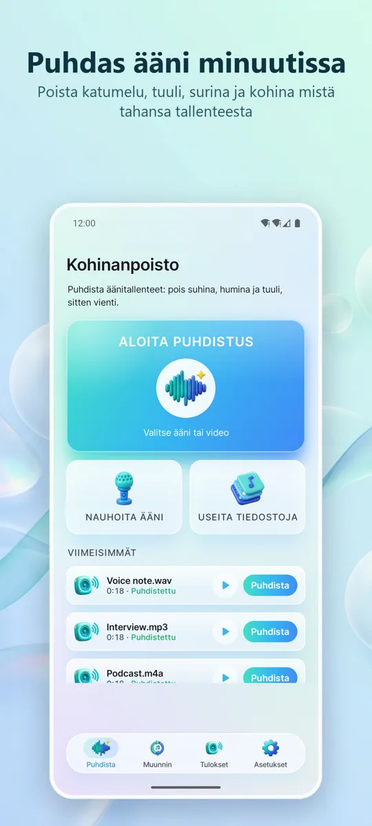 Kohinanpoisto: Selkeä ääni: päänäkymä