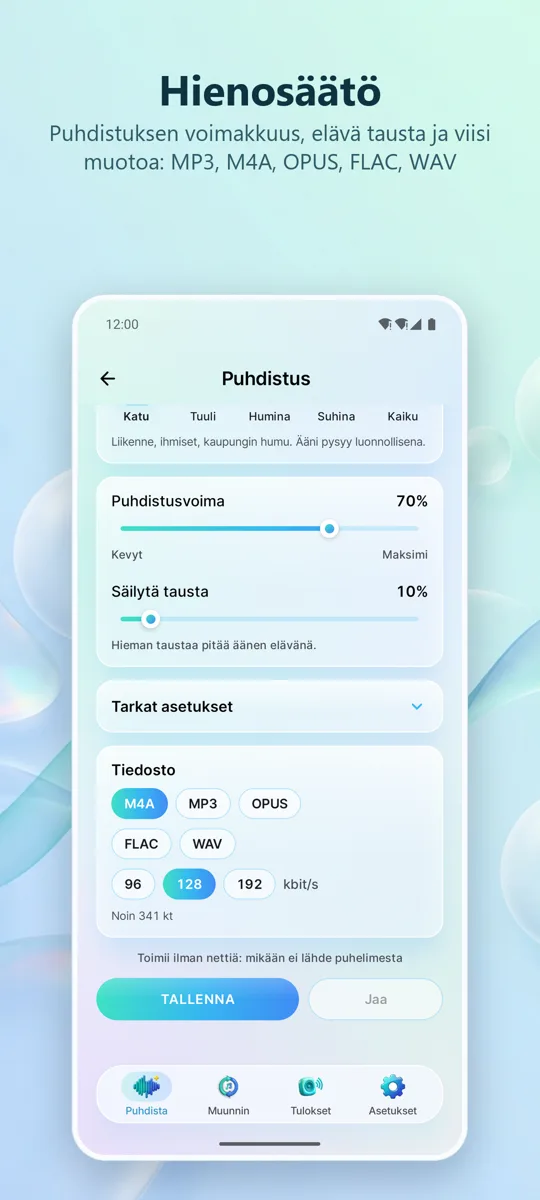 Kohinanpoisto: Selkeä ääni: 