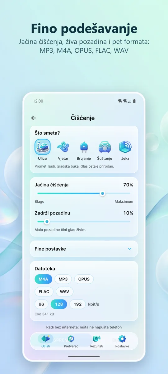 Uklanjanje šuma: Čist zvuk: 