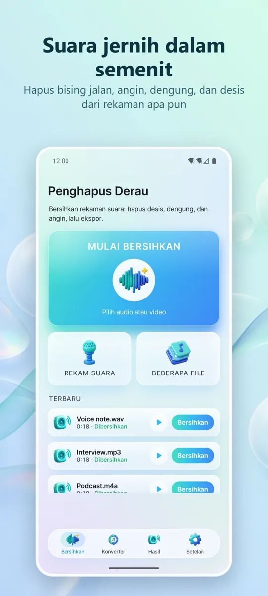 Penghilang Bising: layar utama