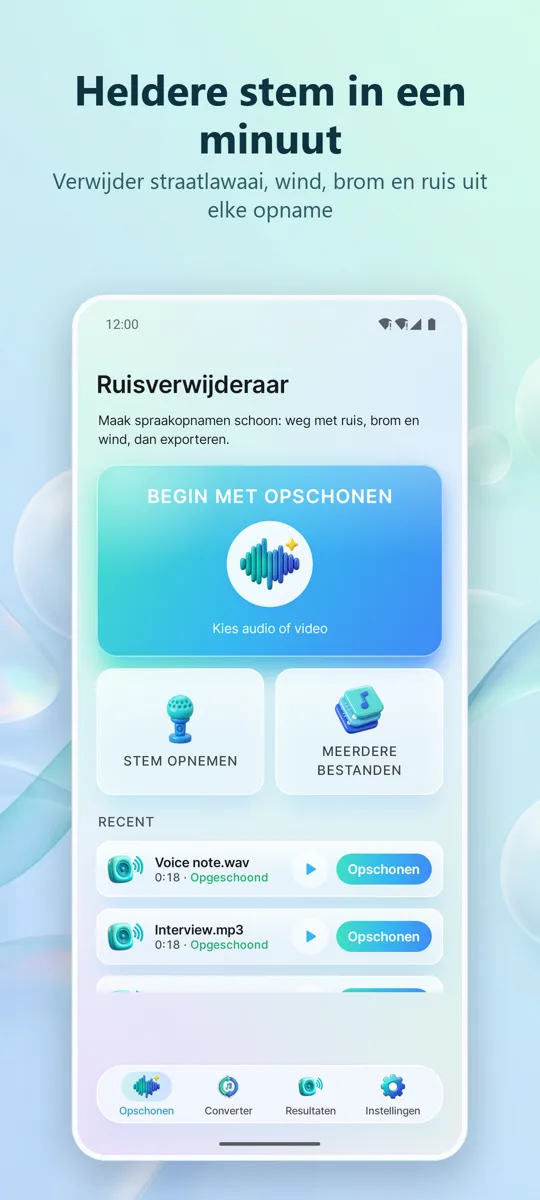 Noise Remover: Audio Opschonen: hoofdscherm