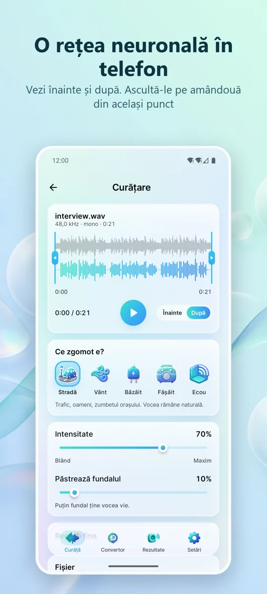 Eliminare Zgomot: Audio Clar: 