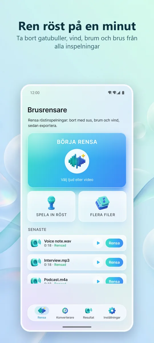 Brusborttagare: Rent Ljud: huvudskärm