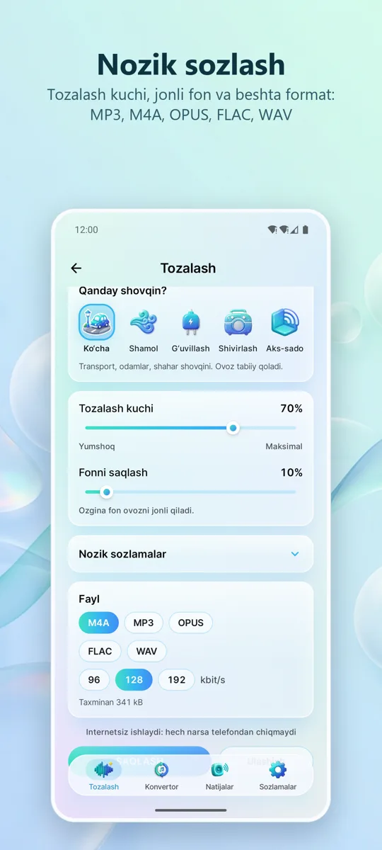 Shovqinni tozalash: Toza audio: 
