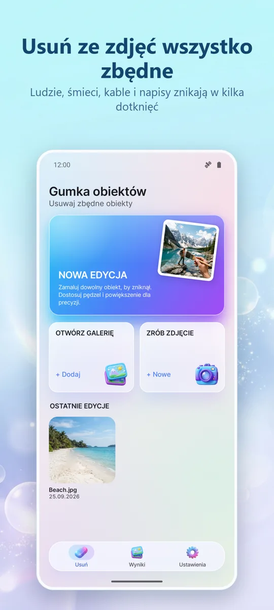 Object Eraser: Usuń Obiekt: ekran główny