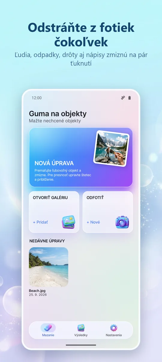 Object Eraser: hlavná obrazovka