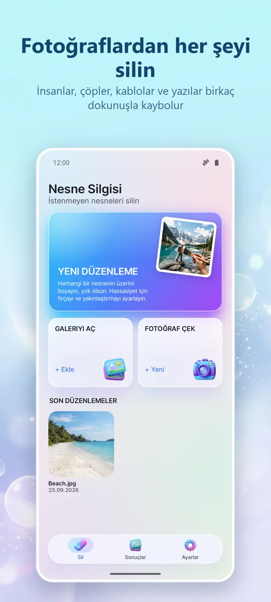 Nesne Silici: Öğe Kaldır: ana ekran