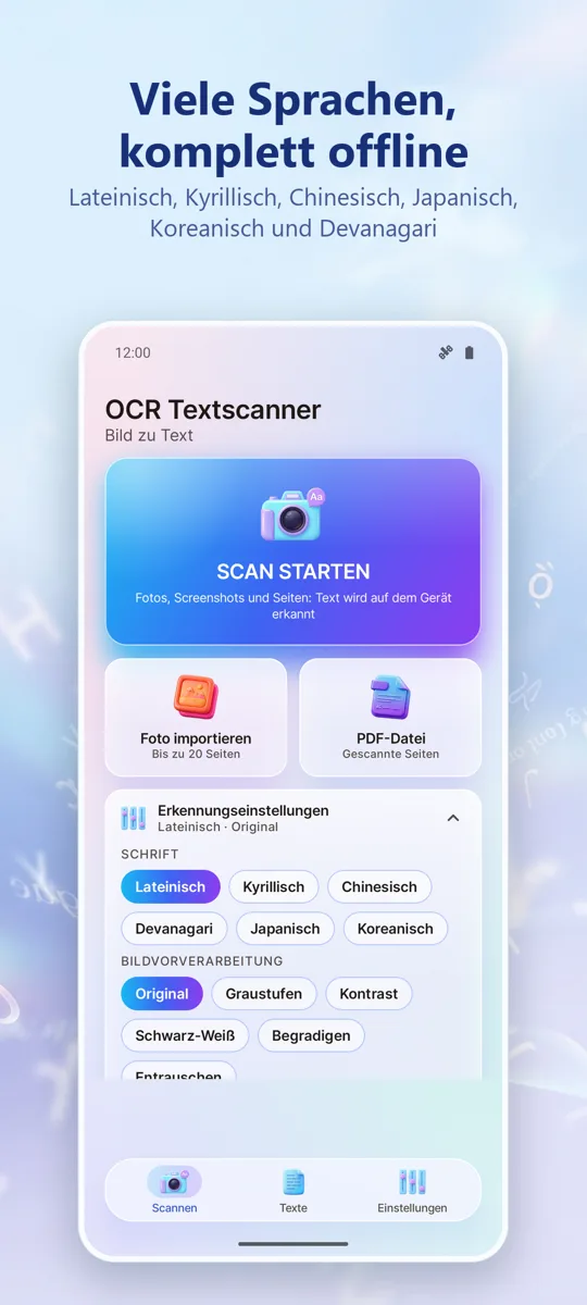OCR Scanner: Bild zu Text: 