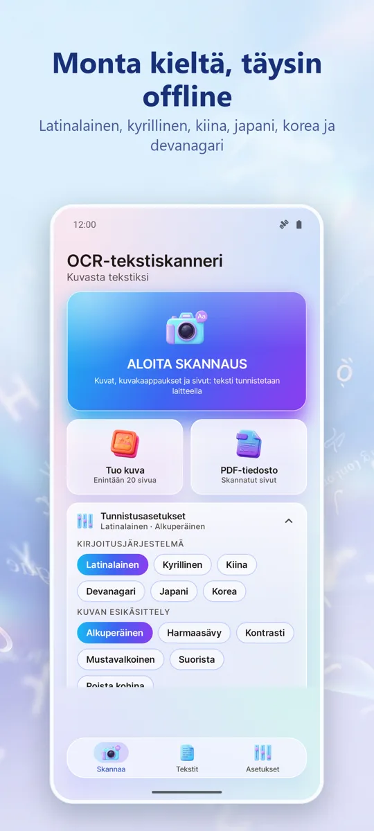 OCR-skanneri: Kuva tekstiksi: 