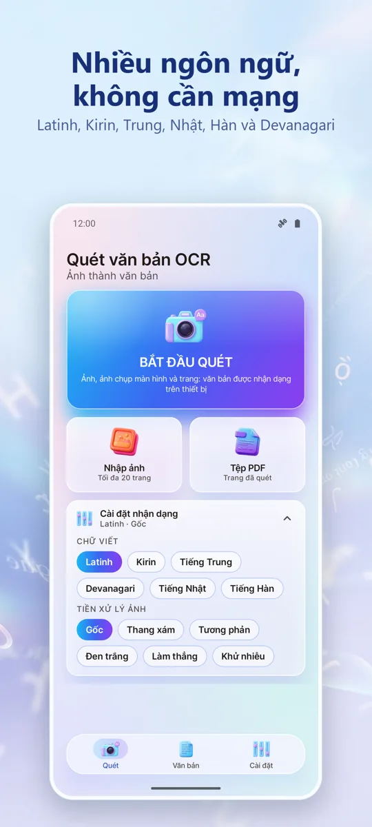 OCR Scanner: Ảnh sang Văn bản: 