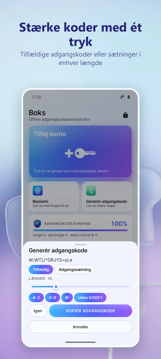 Adgangskode Manager: Boks: 