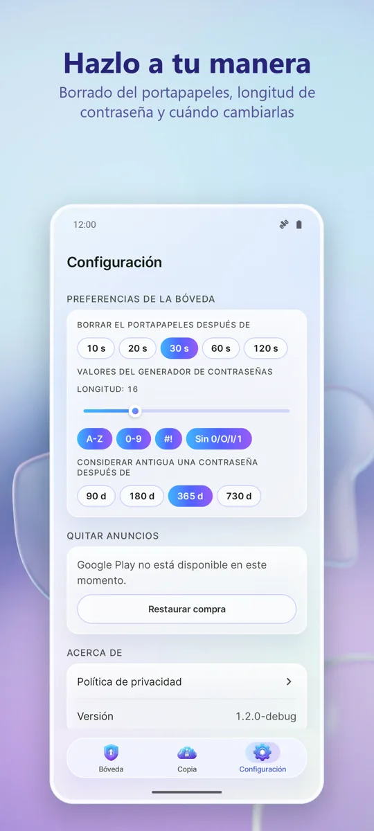 Gestor de Contraseñas: Bóveda: captura de pantalla 3